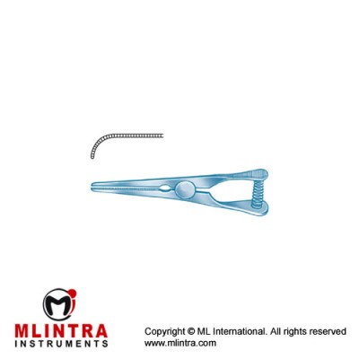 Mini-Glover Arteria Atrauma Bulldog Clamp Strongly Curved Titanium, 35 mm Jaw Length 13 mm Mini-Glover Arteria Atrauma Bulldog Clamp Strongly Curved Titanium, 35 mm Jaw Length 13 mm